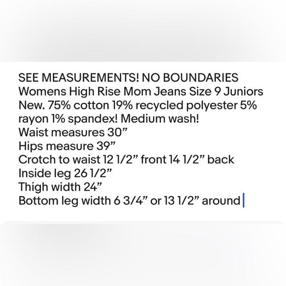 NO BOUNDARIES Womens High Rise Mom Jeans Size 9 Juniors Short Style Med Wash New - Picture 7 of 7